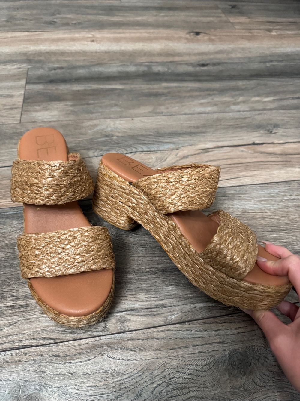 Braided Natural Straw Platform Slides - Women